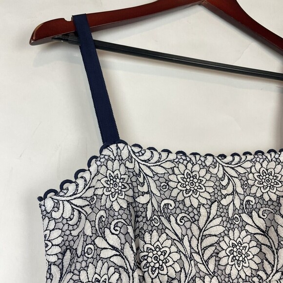 NWT $250 DRAPER JAMES Black & White Floral Lace midi a-line Dress size 10 - Picture 8 of 12